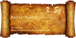 Kello Szolón névjegykártya